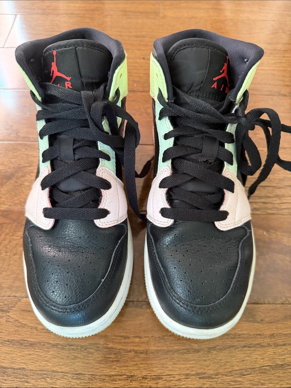 Nike Air Jordan 1 Mid Glow In The Dark Shoes Kids Size 5Y